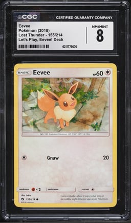 2018 Pokemon Sun & Moon Lost Thunder Let's Play Eevee #155 CGC 8 NM-MT