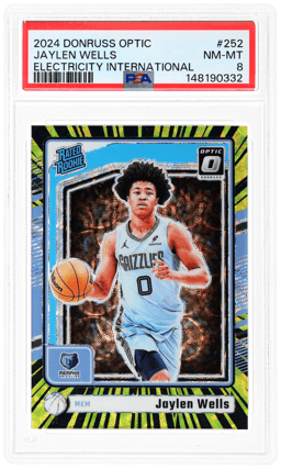 2024 Donruss Optic Electricity International Jaylen Wells #252 27/75 PSA 8