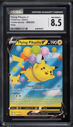 2021 Pokemon Sword & Shield Celebrations Holo Flying Pikachu V #6 CGC 8.5 NM-MT+