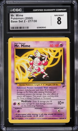 2000 Pokemon Base Set 2 Mr. Mime #27 CGC 8 NM-MT