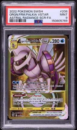 2022 Pokemon Sword & Shield Astral Radiance Gold Rare Origin Forme Palkia VSTAR #208 PSA 9 MINT