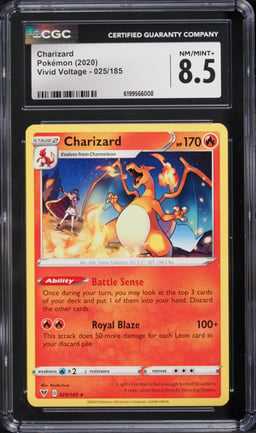 2020 Pokemon Sword & Shield Vivid Voltage Charizard #25 CGC 8.5 NM-MT+