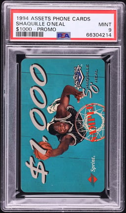 1994 Assets Phone Cards $1000 Promo Shaquille O'Neal PSA 9 MINT