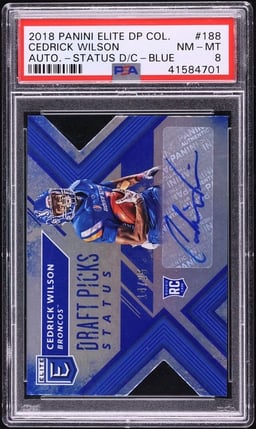 2018 Panini Elite Draft Picks Status Blue Cedrick Wilson ROOKIE AUTO /25 #188 PSA 8 NM-MT