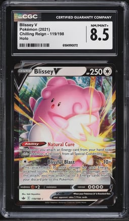 2021 Pokemon Sword & Shield Chilling Reign Full Art Blissey V #119 CGC 8.5 NM-MT+