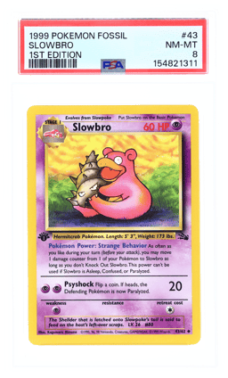 1999 Pokemon Fossil 1st Edition Slowbro #43 PSA 8