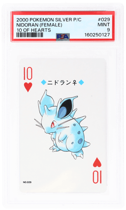 2000 Pokemon Silver Version Playing Cards 10 of Hearts Nidoran-F #29 PSA 9
