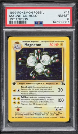 1999 Pokemon Fossil 1st Edition Holo Magneton #11 PSA 8 NM-MT