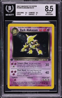 2000 Pokemon Team Rocket 1st Edition Holo Dark Alakazam #1 BGS 8.5 NM-MT+