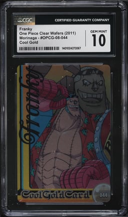 2011 One Piece Morinaga Clear Wafers Cool Gold Franky #OPCG-08-044 CGC 10 GEM