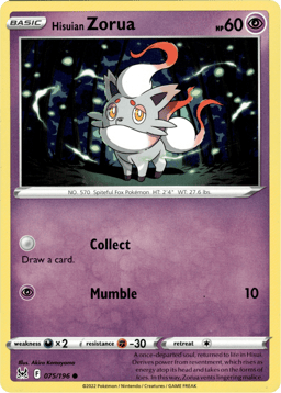 2022 Hisuian Zorua #75 Lost Origin