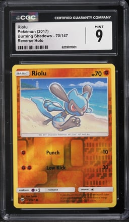 2017 Pokemon Burning Shadows Reverse Holo Riolu #70 CGC 9 MINT