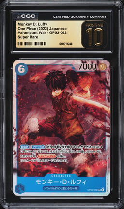 2022 One Piece Japanese Paramount War SR Monkey D. Luffy #OP02-062 CGC 10 PRISTINE