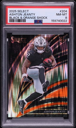 2025 Select Club Level Black & Orange Shock Ashton Jeanty ROOKIE #204 PSA 8 NM-MT