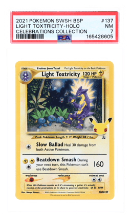 2021 Pokemon Sword and Shield Black Star Promo Celebrations Collection Holo Light Toxtricity #137 PSA 7