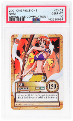 2001 One Piece Bandai Carddass Hyper Battle One Piece Grand Line Compilation 1 Japanese Nami #C403 PSA 10