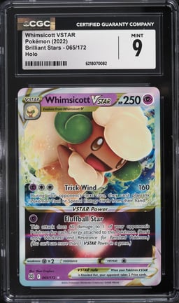 2022 Pokemon Sword & Shield Brilliant Stars Holo Whimsicott VSTAR #65 CGC 9 MINT