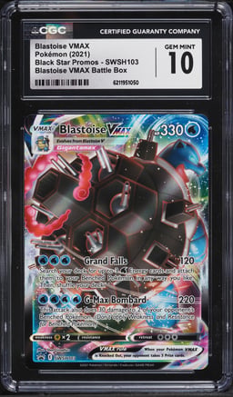2021 Pokemon Sword & Shield Promo Battle Box Full Art Blastoise Vmax #SWSH103 CGC 10 GEM MINT