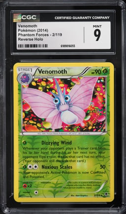 2014 Pokemon XY Phantom Forces Reverse Holo Venomoth #2 CGC 9 MINT