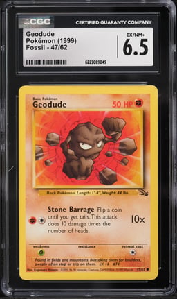 1999 Pokemon Fossil Geodude #47 CGC 6.5 EXMT+