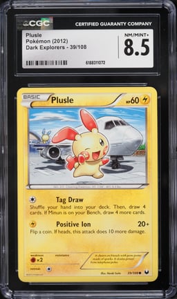 2012 Pokemon Black & White Dark Explorers Plusle #39 CGC 8.5 NM-MT+