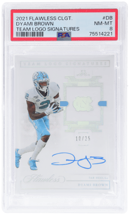 2021 Panini Flawless Collegiate Team Logo Signatures Dyami Brown #TLSDB 10/25 PSA 8