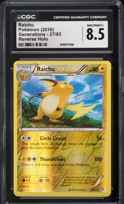 2016 Pokemon XY Generations Reverse Holo Raichu #27 CGC 8.5 NM-MT+