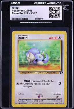 2000 Pokemon Team Rocket Dratini #53 CGC AUTH