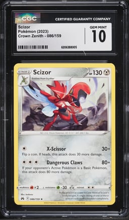 2023 Pokemon Sword & Shield Crown Zenith Scizor #86 CGC 10 GEM MINT