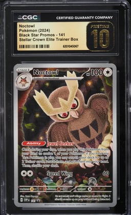 2024 Pokemon Scarlet & Violet Promo Stellar Crown ETB Full Art Noctowl #141 CGC 10 PRISTINE