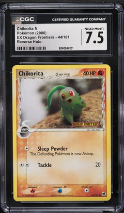 2006 Pokemon EX Dragon Frontiers Reverse Holo Chikorita #44 CGC 7.5 NRMT+