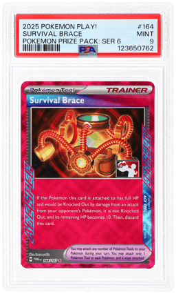 2025 Pokemon Play! Pokemon Prize Pack Series 6 Survival Brace #164 PSA 9