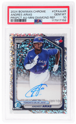 2024 Bowman Chrome Prospect Autograph Mini Diamond Refractor Andres Arias #CPAAAR 89/100 PSA 10