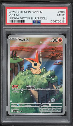 2025 Pokemon Scarlet & Violet Promo Unova Illustration Collection Full Art Victini #208 PSA 9
