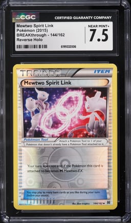 2015 Pokemon XY BREAKthrough Reverse Holo Mewtwo Spirit Link #144 CGC 7.5 NRMT+