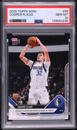 2025 Topps Now Cooper Flagg ROOKIE #86 PSA 10 GEM MINT