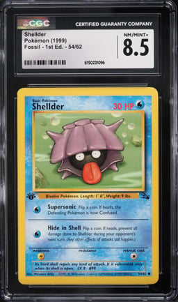 1999 Pokemon Fossil 1st Edition Shellder #54 CGC 8.5 NM-MT+