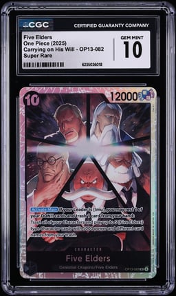 2025 One Piece Carrying On His Will SR Five Elders #OP13-082 CGC 10 GEM MINT