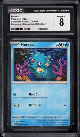 2024 Pokemon Scarlet & Violet Shrouded Fable Illustration Collection Horsea #10 CGC 8 NM-MT