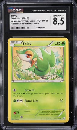2013 Pokemon BW Legendary Treasures Radiant Collection Holo Snivy #RC1 CGC 8.5 NM-MT+
