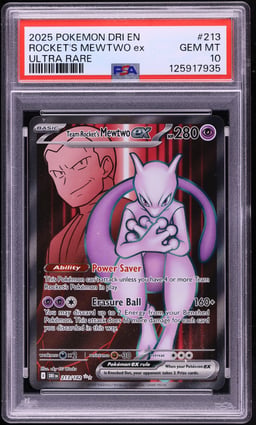 2025 Pokemon Scarlet & Violet Destined Rivals Full Art Team Rocket's Mewtwo Ex #213 PSA 10 GEM