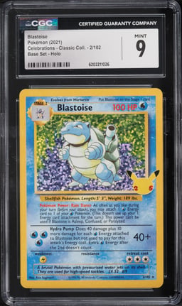2021 Pokemon Sword & Shield Celebrations Classic Collection Holo Blastoise #2 CGC 9 MINT