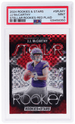 2024 Panini Rookies & Stars Stellar Rookies Red Plaid JJ Mccarthy #SR-JMY PSA 9
