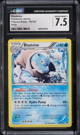 2013 Pokemon Black & White Plasma Blast Holo Blastoise #16 CGC 7.5 NRMT+