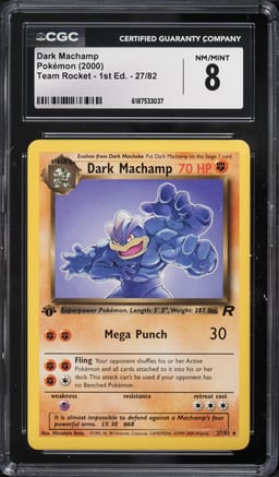 2000 Pokemon Team Rocket 1st Edition Dark Machamp #27 CGC 8 NM-MT