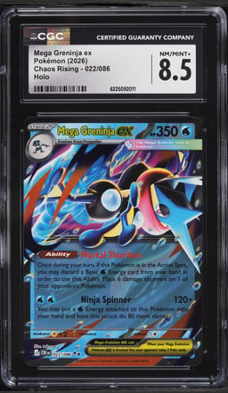 2026 Pokemon Mega Evolution Chaos Rising Holo Mega Greninja Ex #22 CGC 8.5 NM-MT+