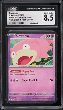 2026 Pokemon Mega Evolution Promo Pitch Black Slowpoke #86 CGC 8.5 NM-MT+
