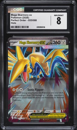 2026 Pokemon Mega Evolution Perfect Order Holo Mega Skarmory Ex #55 CGC 8 NM-MT