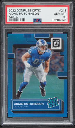 2022 Donruss Optic Aqua Aidan Hutchinson ROOKIE /299 #213 PSA 10 GEM MINT
