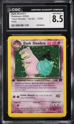 2000 Pokemon Team Rocket 1st Edition Holo Dark Slowbro #12 CGC 8.5 NM-MT+